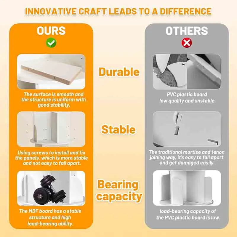 Yoobure 4 Tier Rotating Bookshelf Tower 360 Degree Bookcase