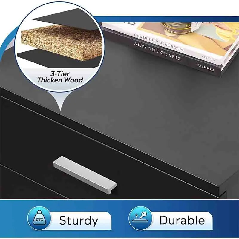 Yoobure 3-Drawer Wood Mobile File Cabinet