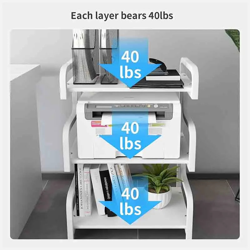 Yoobure 3-Tier Printer Stand with Wheels Storage Cart