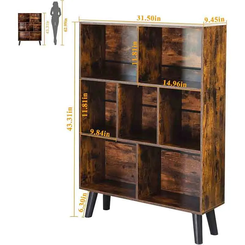 Yoobure Cube Bookshelf 3 Tier Mid-Century Modern Bookcase