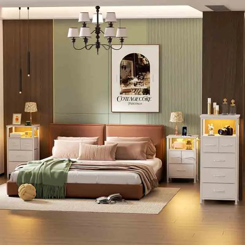 Yoobure 4 Drawer Dresser with Led Light and Charging Station