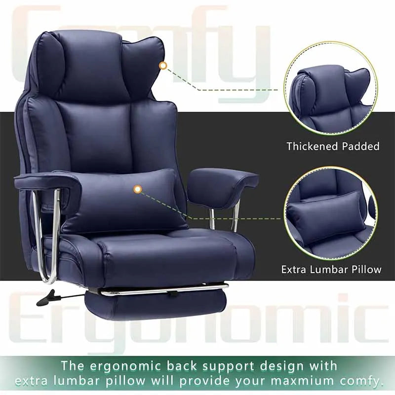 Yoobure Comfortable Office Chair with Foot Rest, Blue