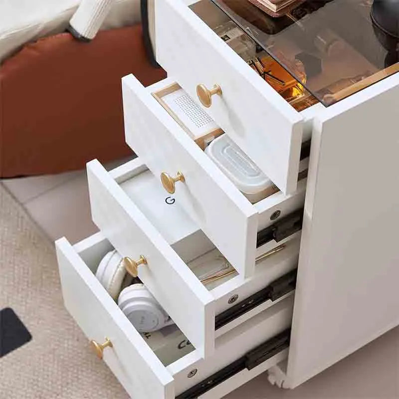 Yoobure Nightstand 4 Drawers Dresser Roller Storage Cabinet