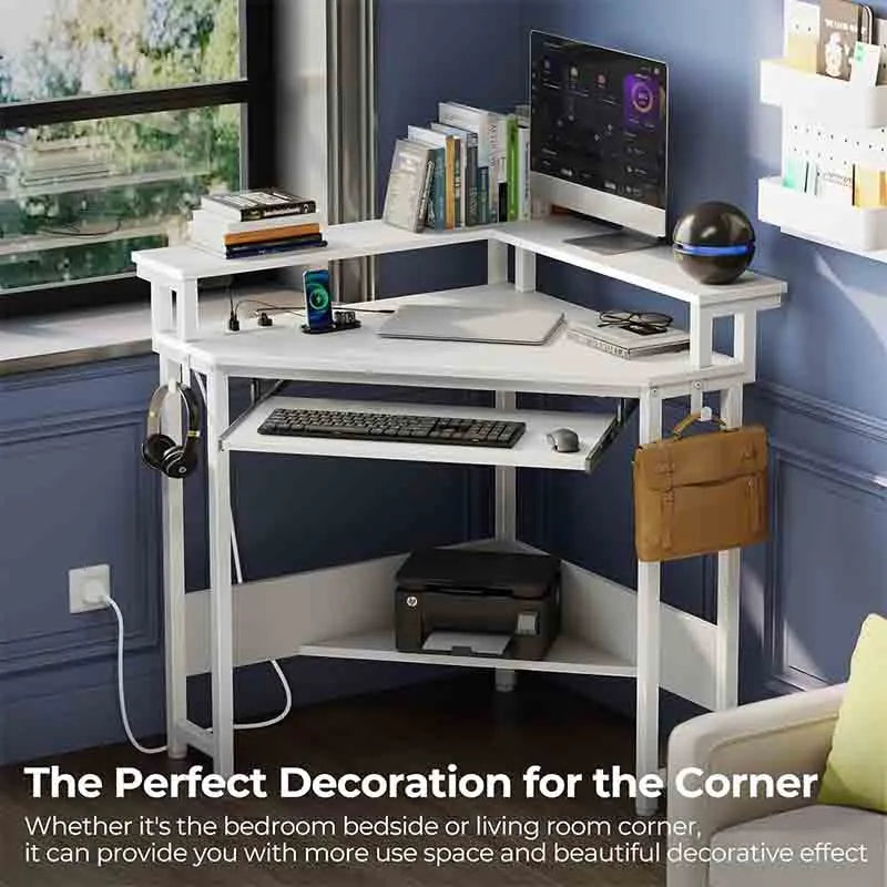 Yoobure Corner Desk Computer Desk with Power Outlets