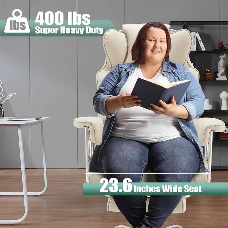 Yoobure Comfortable Office Chair with Foot Rest, White