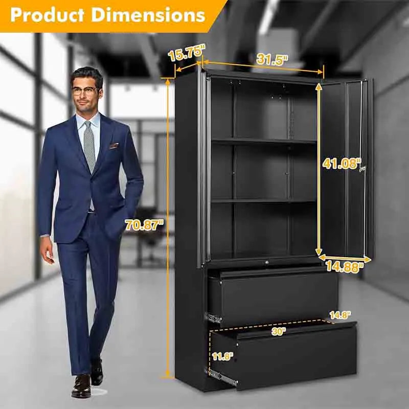 Yoobure 2 Drawer Lateral File Cabinet Metal Storage Cabinet