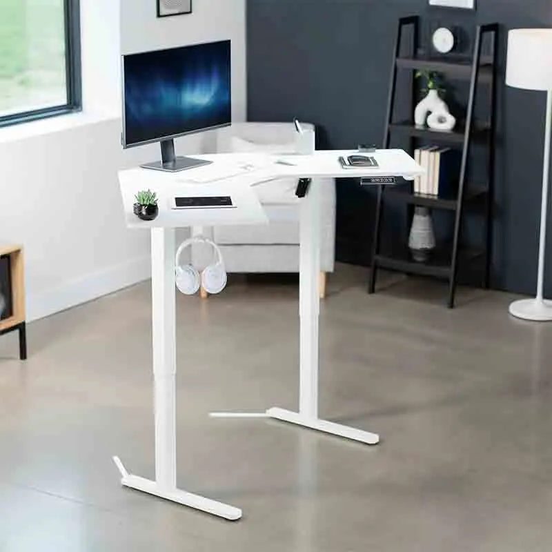 Yoobure Electric L-Shaped 47 inch Sit Stand Up Desk, White