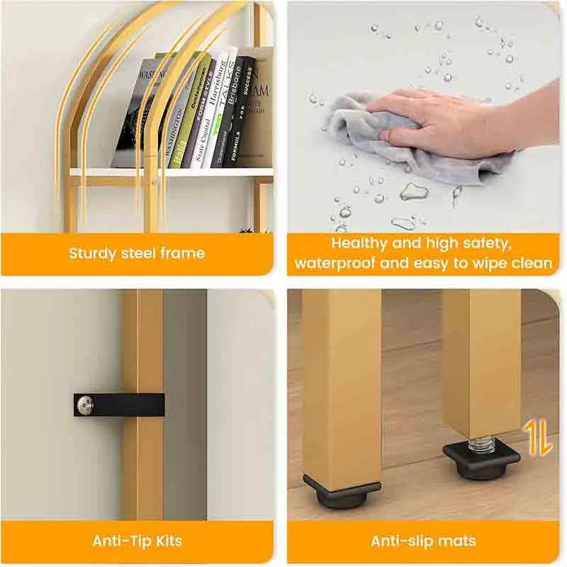 Yoobure 5-Tier Bookshelf Arched Bookshelves and Bookcases