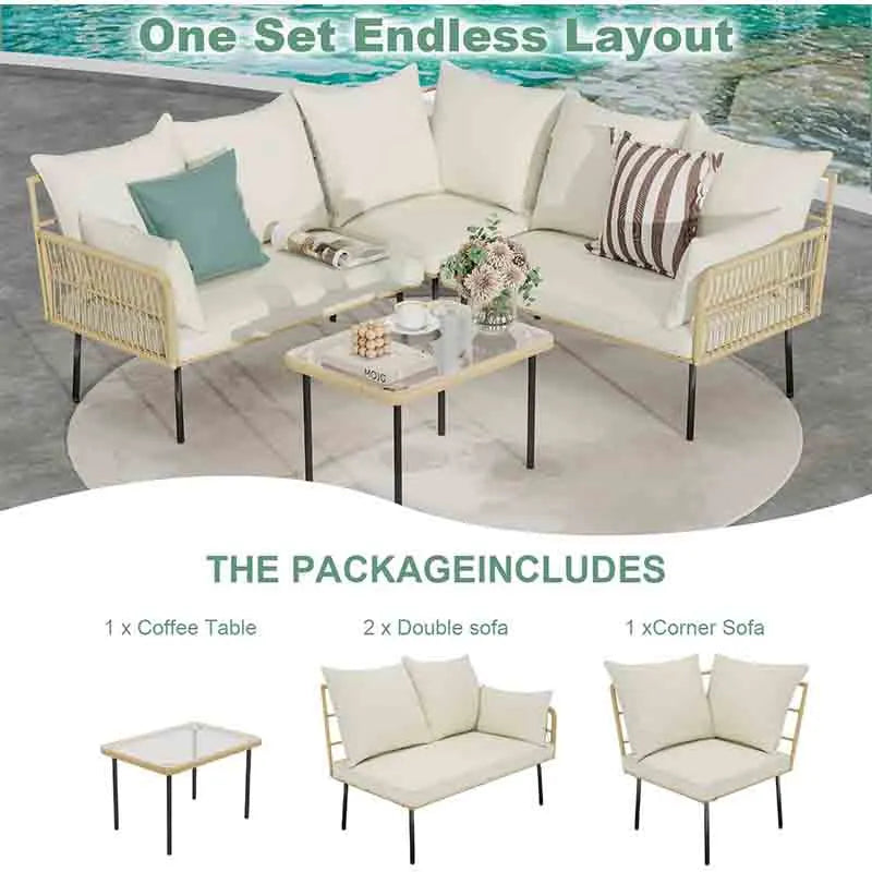 Yoobure 4 Piece Outdoor Patio Furniture Set Patio Couch Set