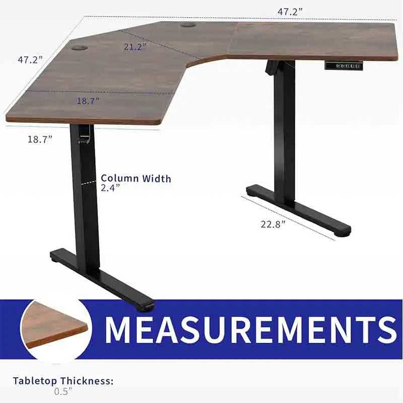 Yoobure Electric L-Shaped 47 inch Sit Stand Up Desk, Brown
