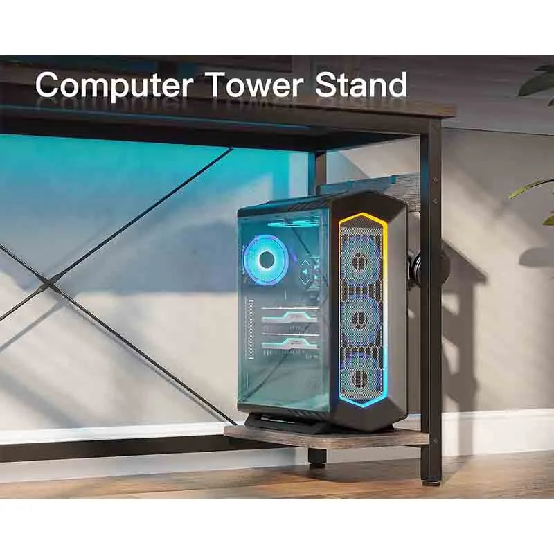 Yoobure 66" L Shaped Larger Gaming Desk, Gray Oak