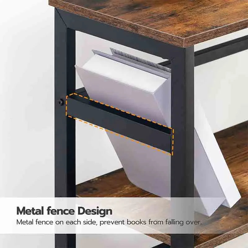 Yoobure 3 Tier Bookshelf, 23.6"L Industrial Bookcase