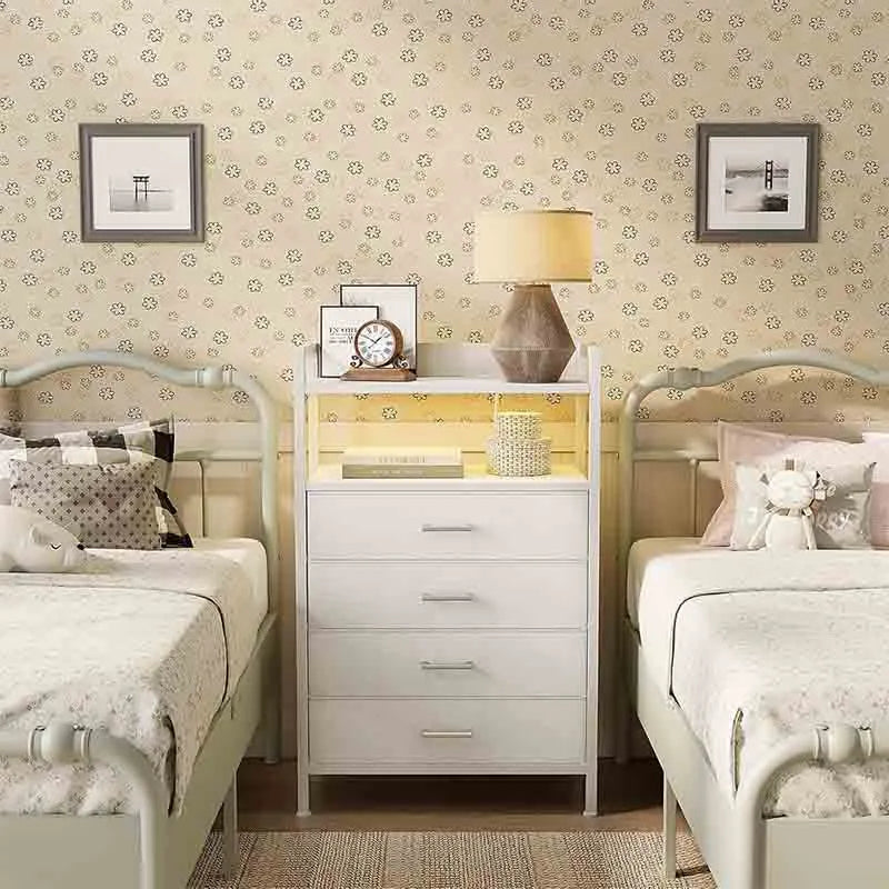 Yoobure Tall Nightstand with Drawers White Night Stand