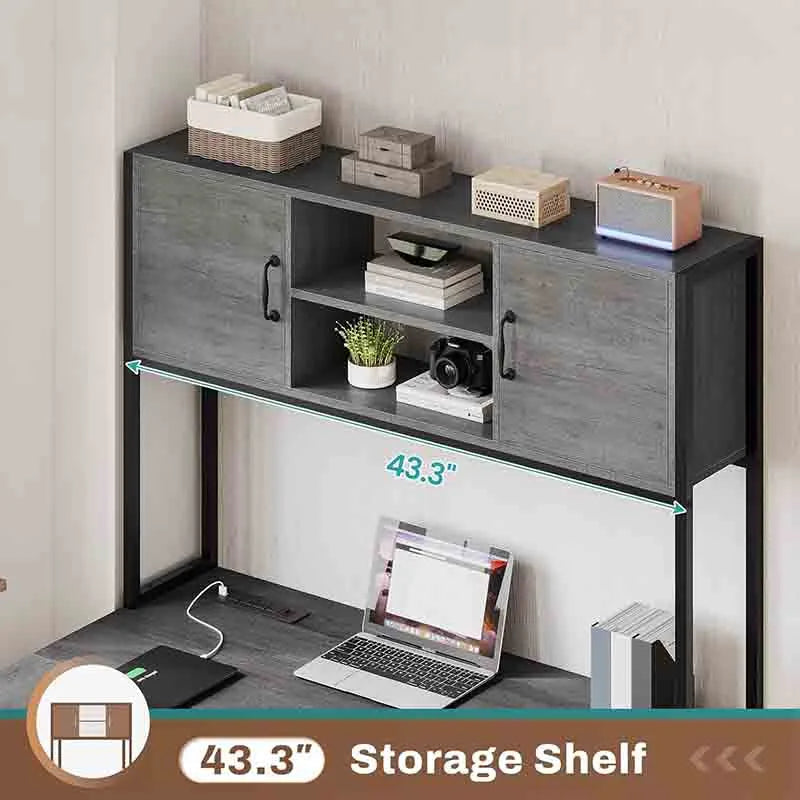 Yoobure Reversible Computer Desk with Fabric Drawers & Hutch