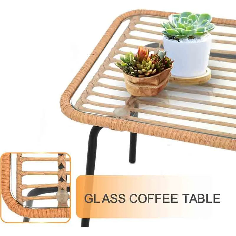 Yoobure 3 Piece Outdoor Patio Furniture Set, Wicker Chairs