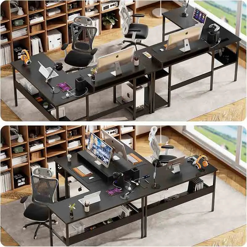 Yoobure Sturdy Computer Desk with Ergonomic Monitor Stand, Black