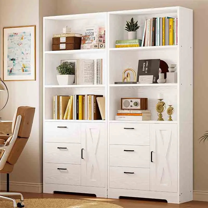 Yoobure Bookshelf with 3 Drawers, Tall Bookcase Shelf