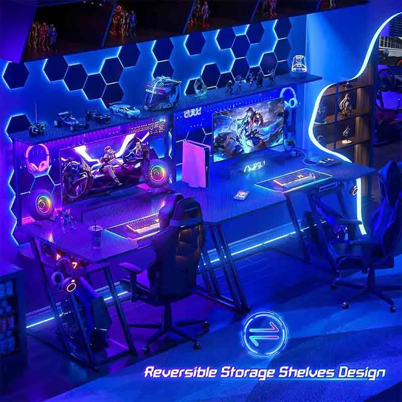 Yoobure Gaming Computer Desk with Shelves and Outlets