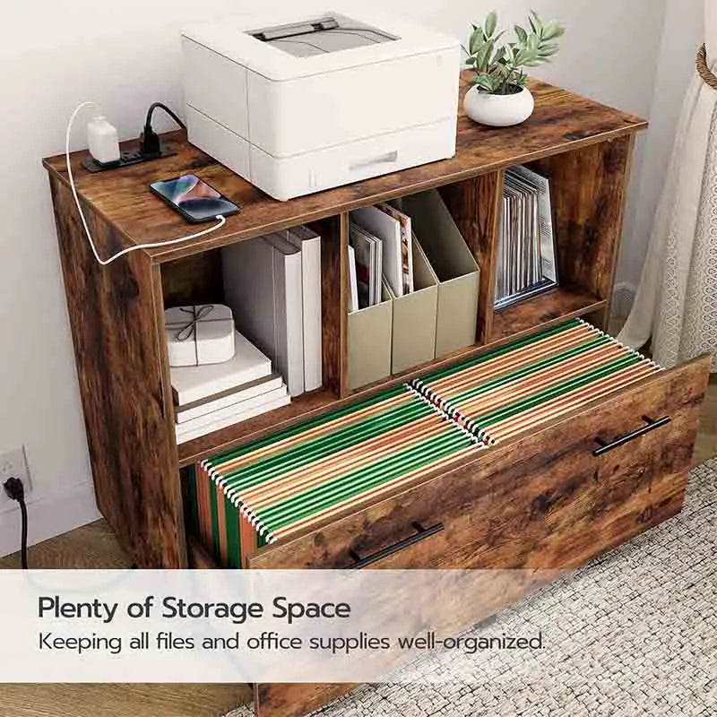 Yoobure Wooden File Cabinet Printer Stand with Open Shelf