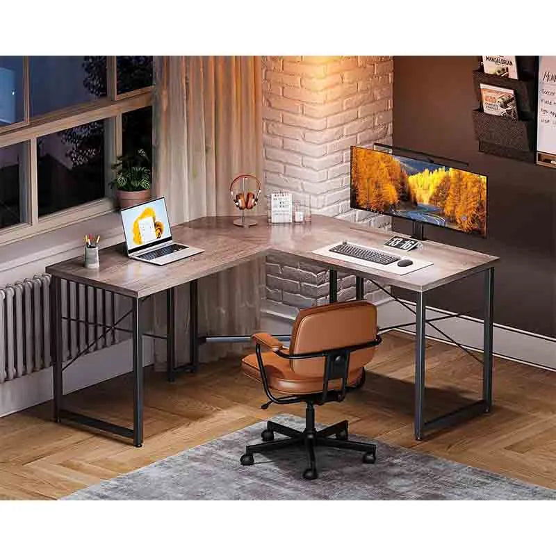 Yoobure Corner Desk Gaming Table for Home Office, Grey Oak
