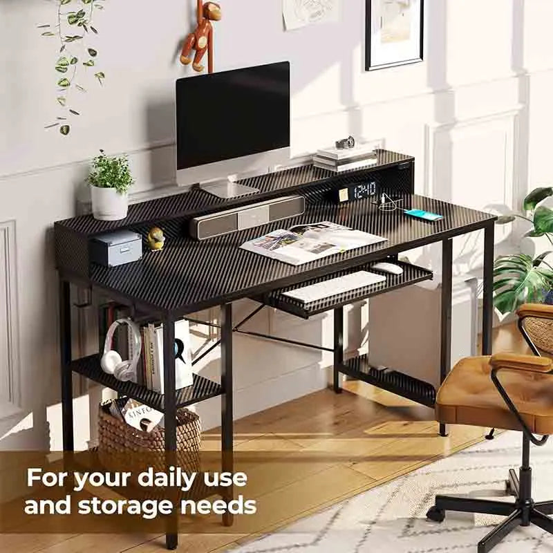 Yoobure 54” Gaming Desk with Storage Shelves