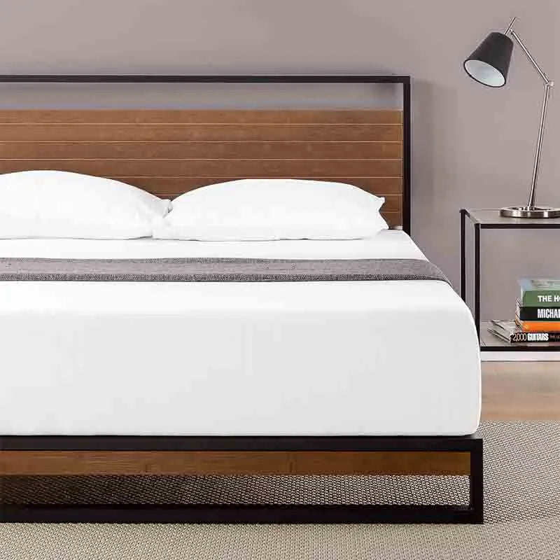 Yoobure 37 Inch Bamboo and Metal Platform Bed Frame