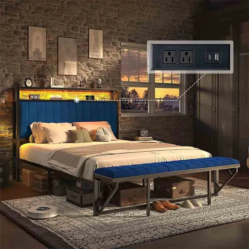 Yoobure Queen Bed Frame with Foldable Ottoman