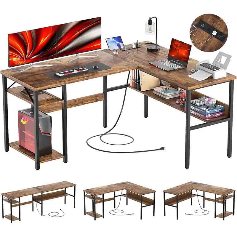 Reversible L Shaped Gaming Desk, Brown