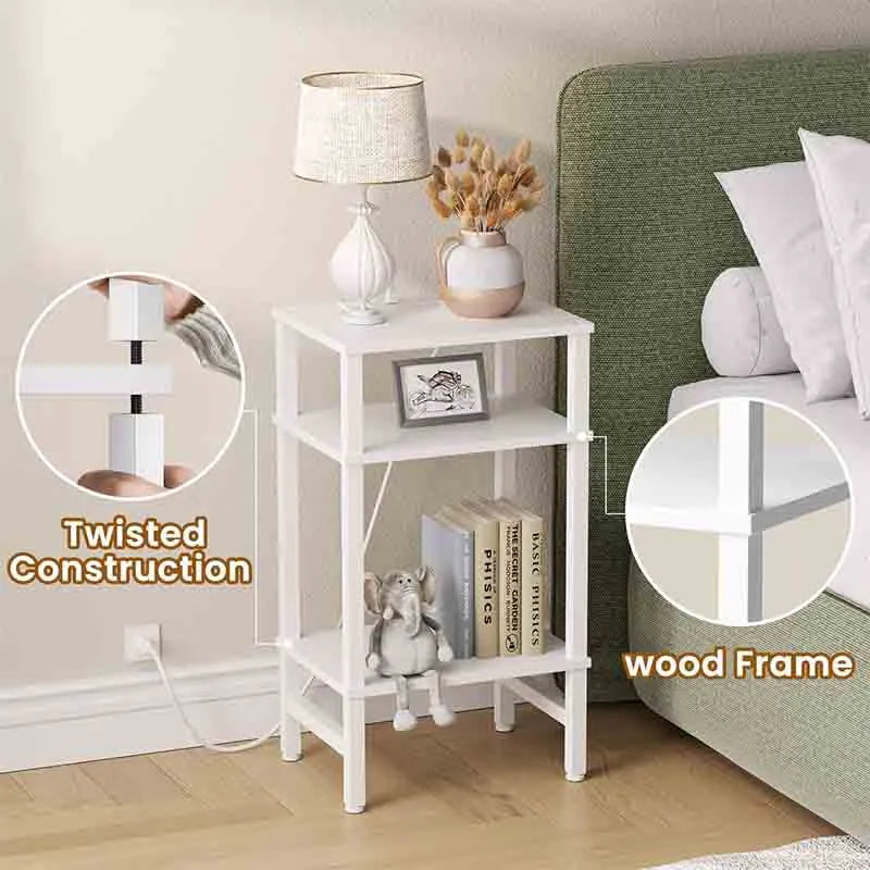 Yoobure End Table with Storage and Fast Charging Station
