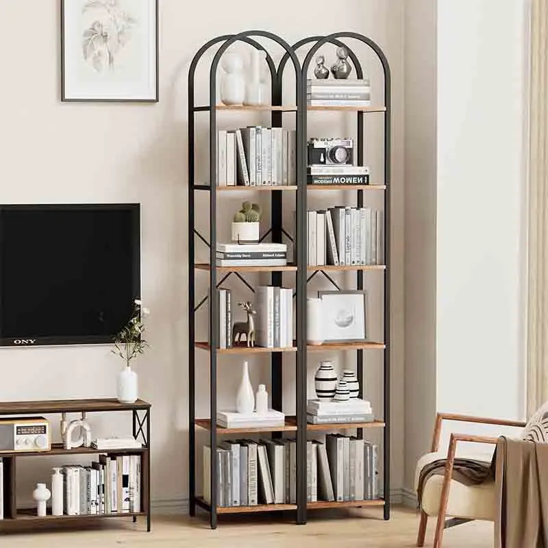 Yoobure 6-Tier Narrow Bookshelf Arched Display Rack