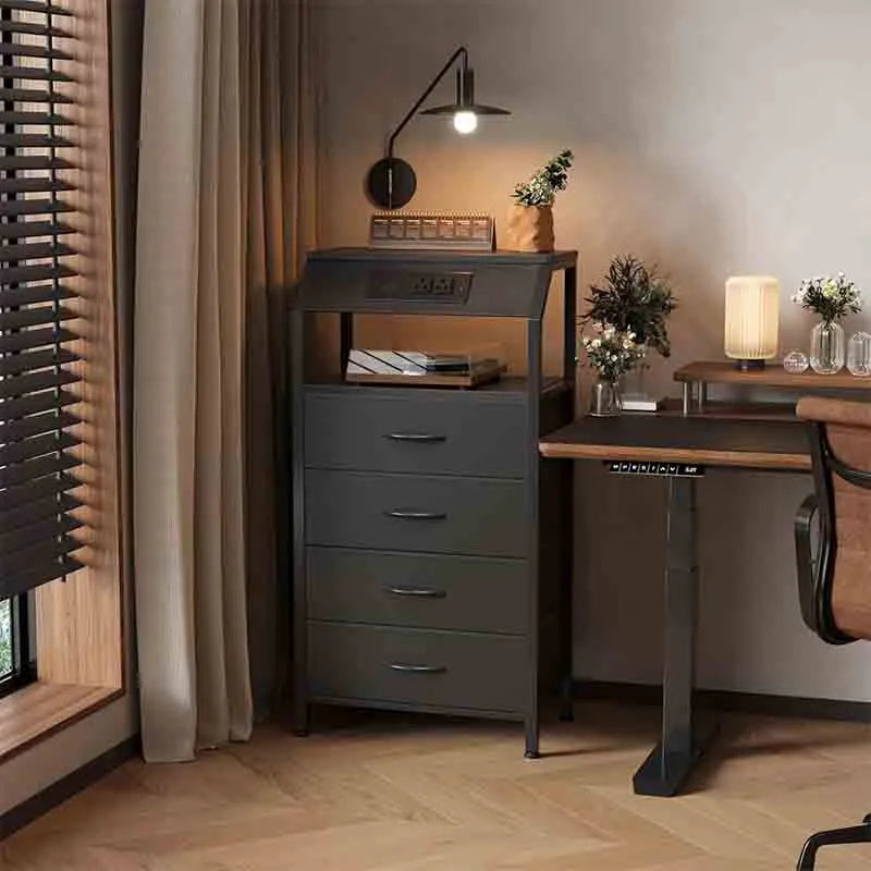 Yoobure Nightstand with Charging Station and 4 Drawers