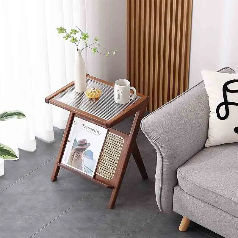 Yoobure Rattan Side Table Mid Century Nightstand