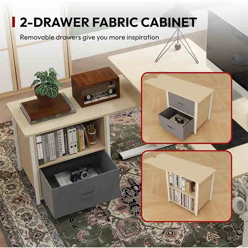 Yoobure L Shaped Standing Desk with 2-Drawer File Cabinet