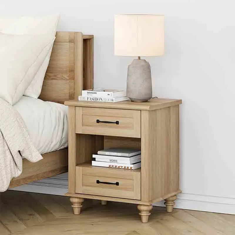 Yoobure Farmhouse End Table Nightstand with Charging Station