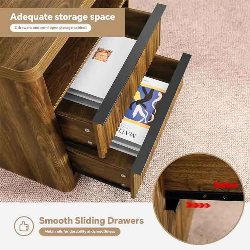 Yoobure Nightstands with Drawer Storage Bedside Table Large