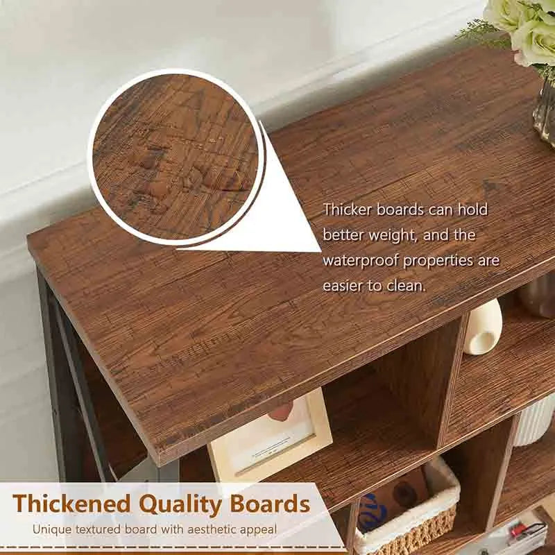 Yoobure Cube Bookshelf with Storage, Rustic Book Shelf
