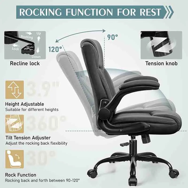 Yoobure Leather Office Chair, PU Home Computer Desk Chairs