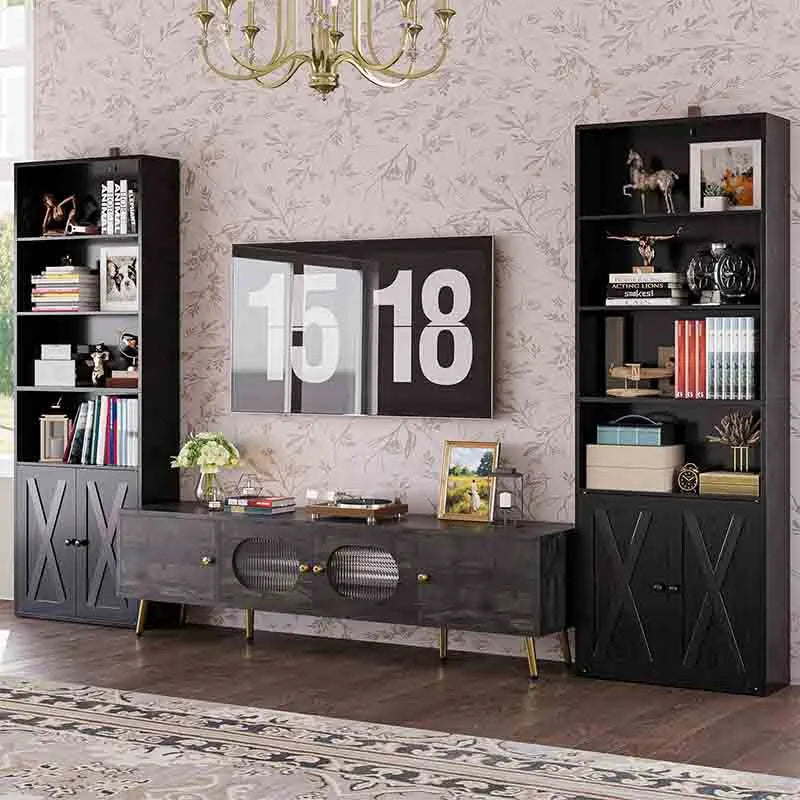 Yoobure Industrial Bookshelves and Bookcases with Doors