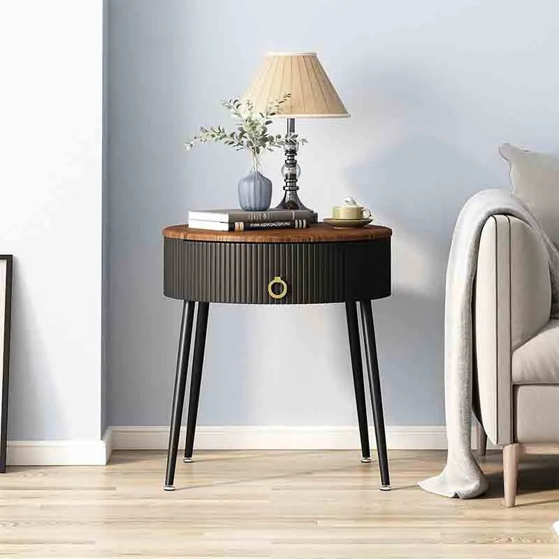 Yoobure Side Tables Set of 2, Round Nightstand with Drawer