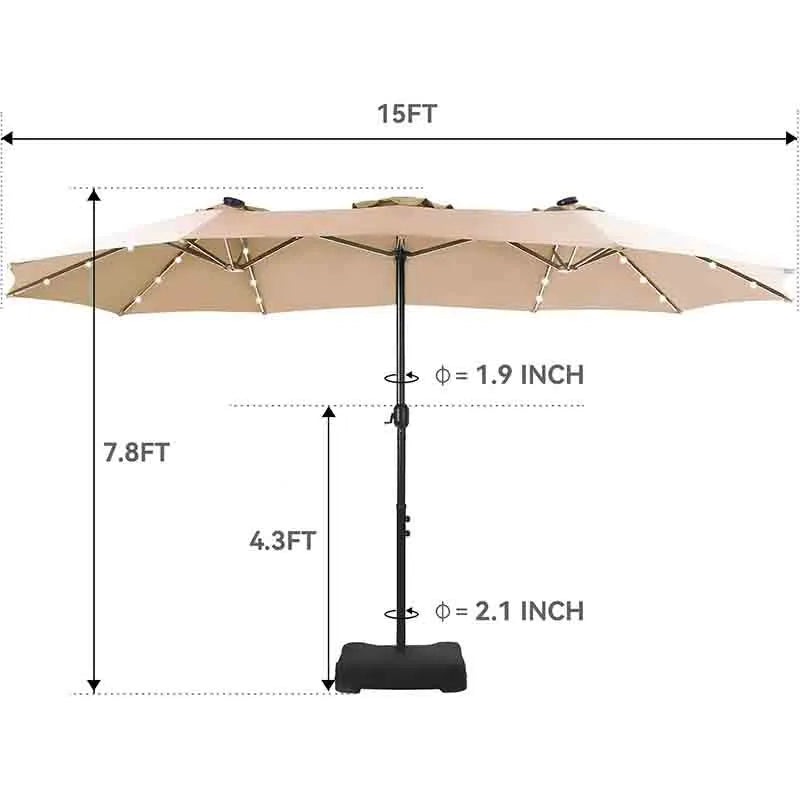 Yoobure Patio Umbrella with Solar Lights and Base