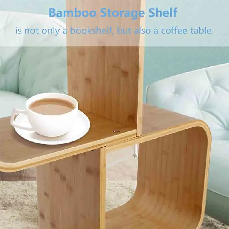 Yoobure 5-Tier S-Shaped Geometric Modern Bamboo Bookshelf