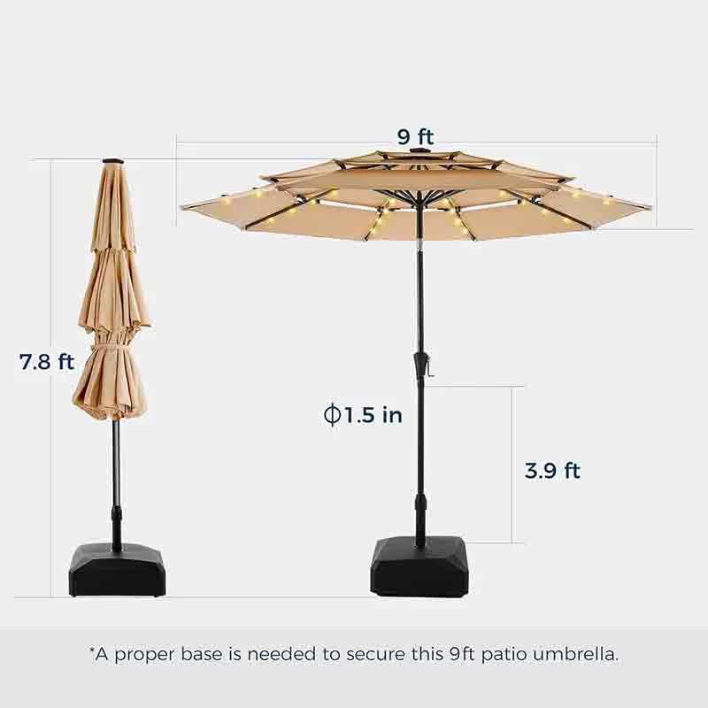Yoobure 9FT Patio Umbrella Vented Market Table Umbrella