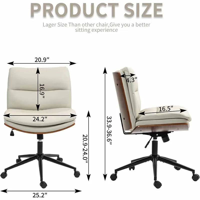 Yoobure Adjustable Wide Swivel Task Chair, Beige