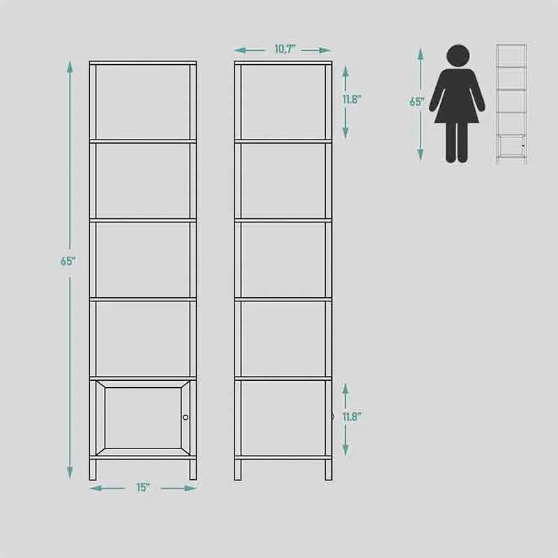 Yoobure 6 Tier Bookcase and Bookshelf, Narrow Book Shelf