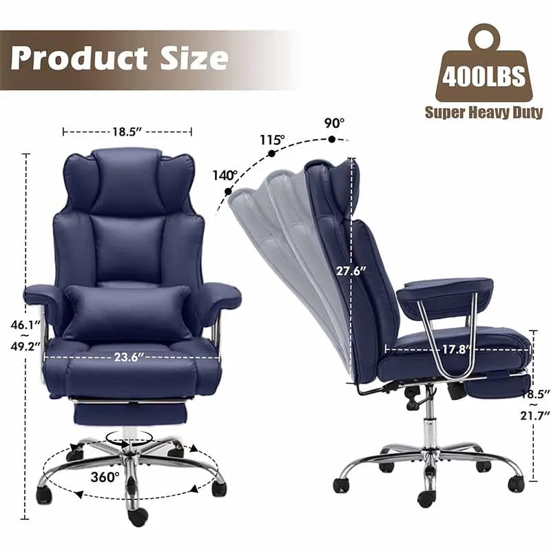 Yoobure Comfortable Office Chair with Foot Rest, Blue