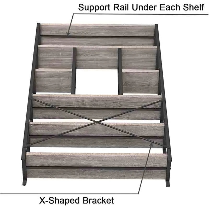 Yoobure Industrial 6 Tier Bookshelf, Large Rustic Bookcase