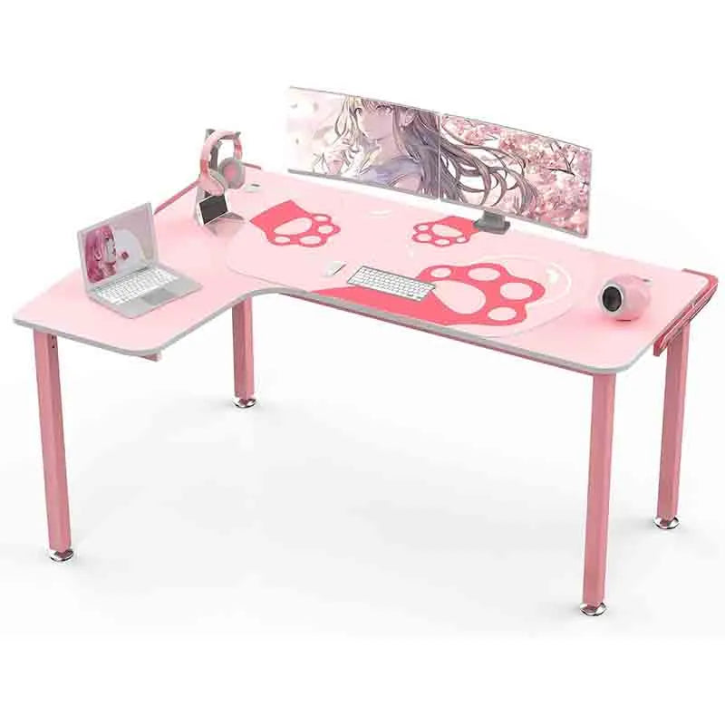 60 Inch Pink Corner L Shaped Computer Desk
