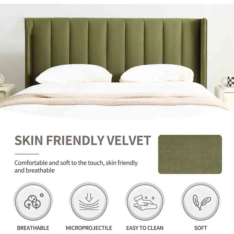 Yoobure Twin Bed Frame Modern Double-Wing Design headboard