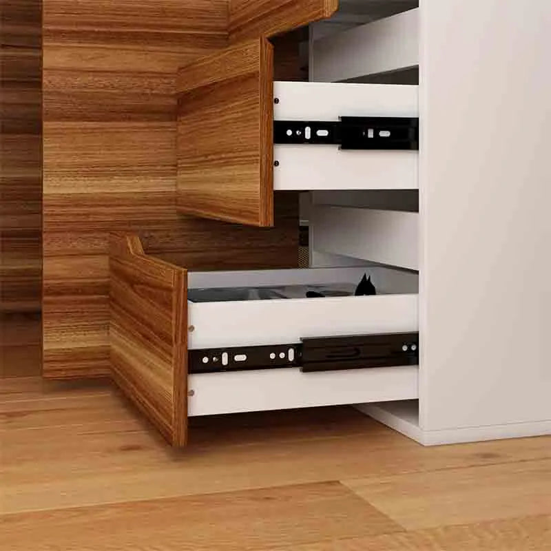 Yoobure 55 Inch L-Shaped Table with Storage Cabinet, White & Brown