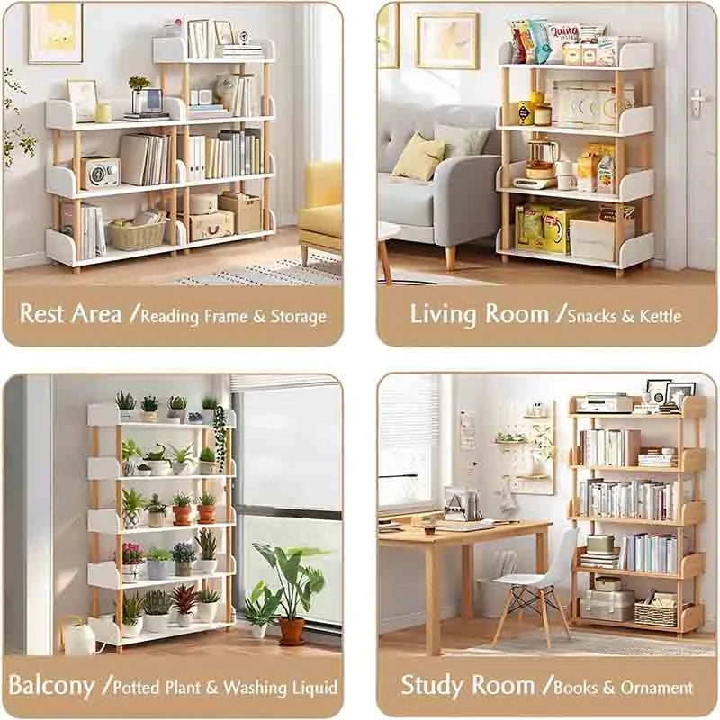 Yoobure 4-Tier Wooden Open Bookcase